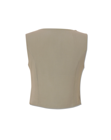 Tek Düğmeli Fit Kalıp Yelek - Bej