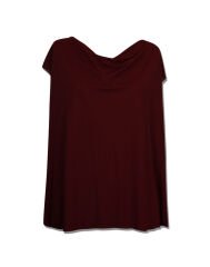 Düşük Kol Basic T-shirt - Bordo