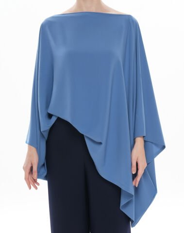 İpekli Kimono Bluz - İndigo
