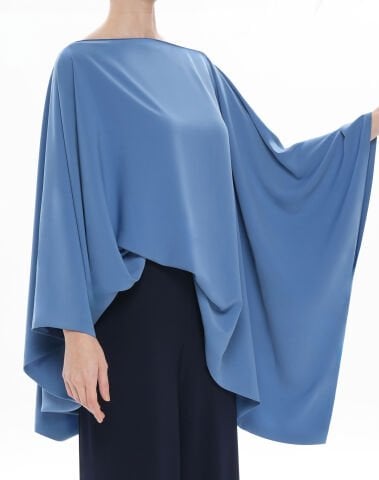 İpekli Kimono Bluz - İndigo