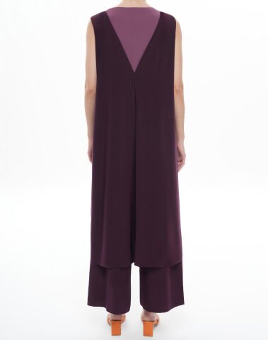 V Yaka Çan Elbise - Mor