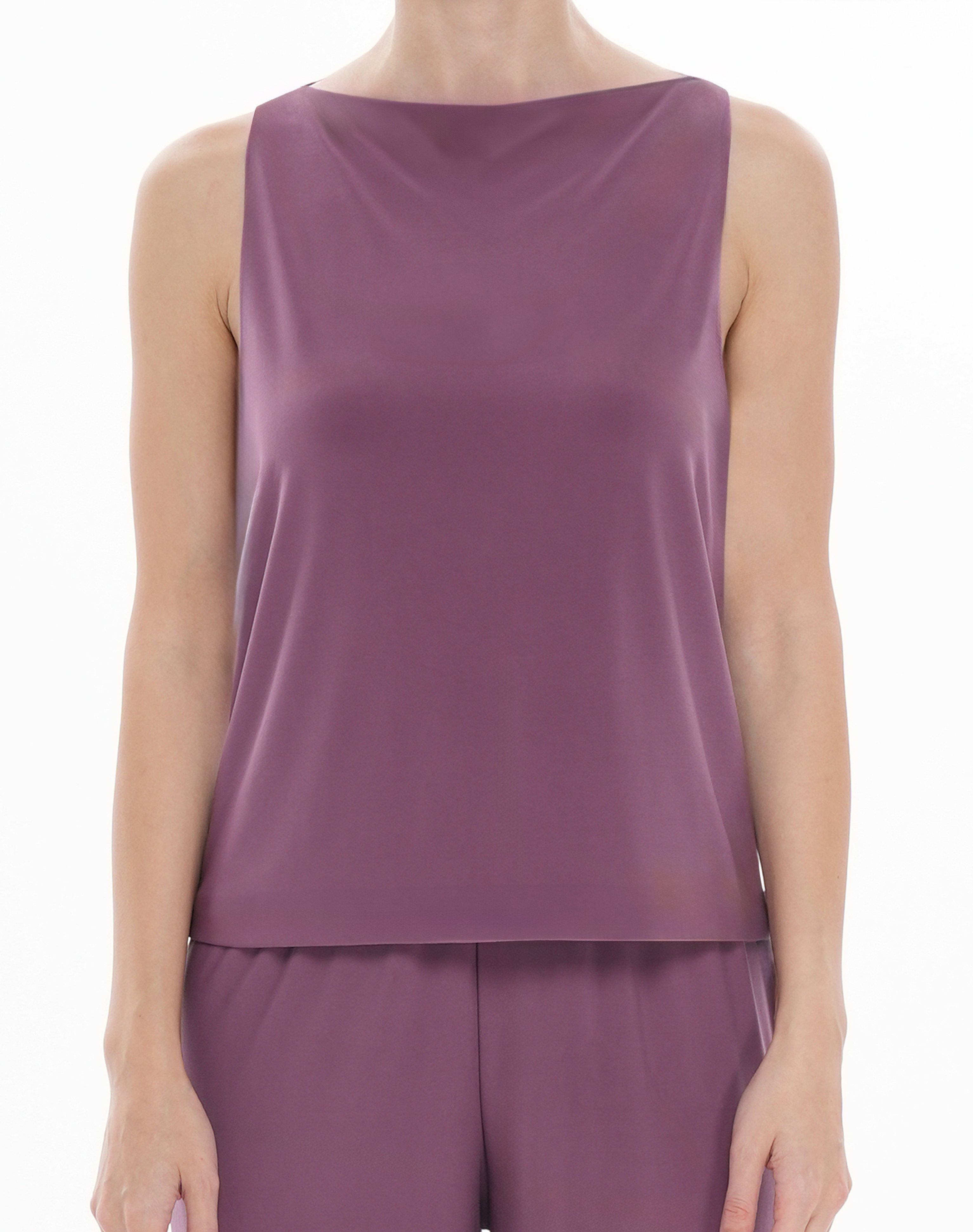 Halter Kayık Yaka Jarse Bluz - Leylak
