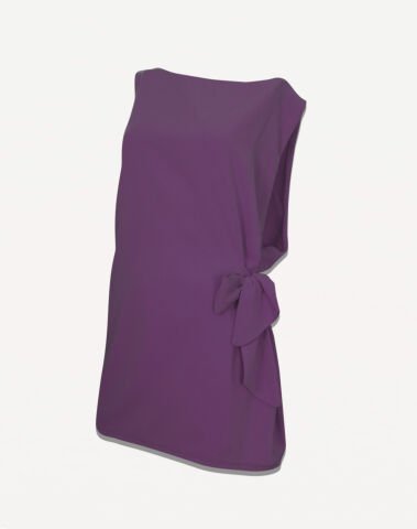 A Kesim Kısa Bağlamalı Elbise Lila & Şal Yaka İpekli Ceket | 2'li Kombin