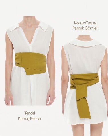 Kolsuz Basic Uzun Gömlek & Tencel Kumaş Kemer | 2'li Kombin